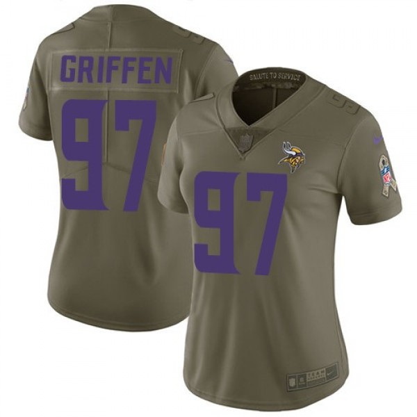 Women's Vikings #97 Everson Griffen Olive Stitched NFL Limited 2017 Salute to Service Jersey
