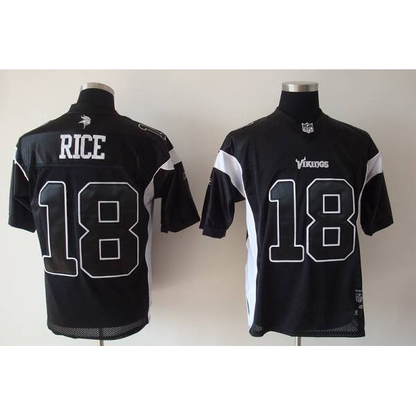 Vikings #18 Sidney Rice Black Shadow Stitched NFL Jersey