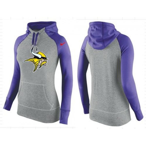 Women's Minnesota Vikings Hoodie Grey Purple-2 Jersey