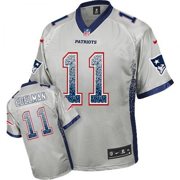 Nike Patriots #11 Julian Edelman Grey Men's Stitched NFL Elite Drift Fashion Jersey