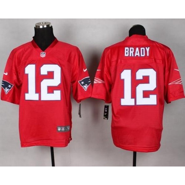Nike Patriots #12 Tom Brady Red Men's Stitched NFL Elite QB Practice Jersey