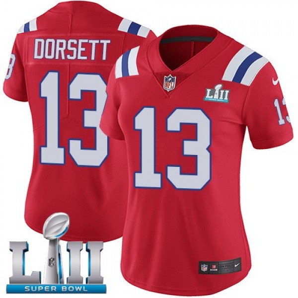 Women's Patriots #13 Phillip Dorsett Red Alternate Super Bowl LII Stitched NFL Vapor Untouchable Limited Jersey