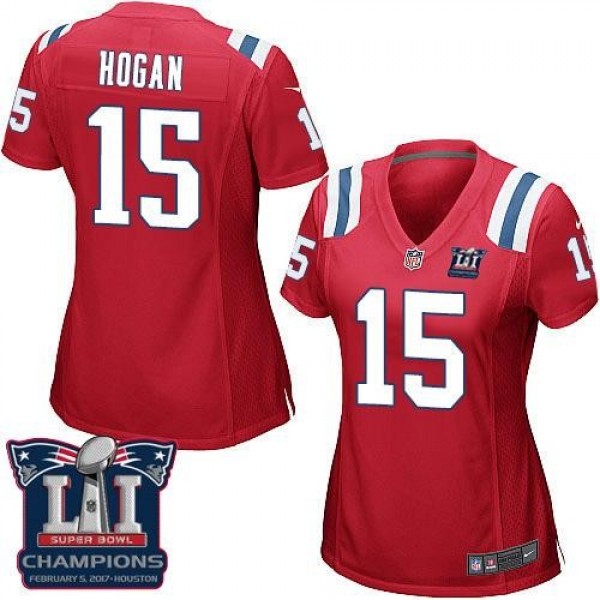 Women's Patriots #15 Chris Hogan Red Alternate Super Bowl LI Champions Stitched NFL Elite Jersey