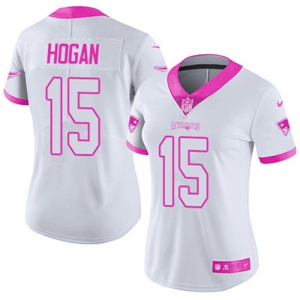 Women's Patriots #15 Chris Hogan White Pink Stitched NFL Limited Rush Jersey