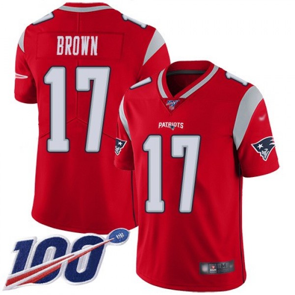 Nike Patriots #17 Antonio Brown Red Men's Stitched NFL Limited Inverted Legend 100th Season Jersey