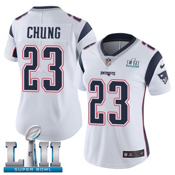 Women's Patriots #23 Patrick Chung White Super Bowl LII Stitched NFL Vapor Untouchable Limited Jersey