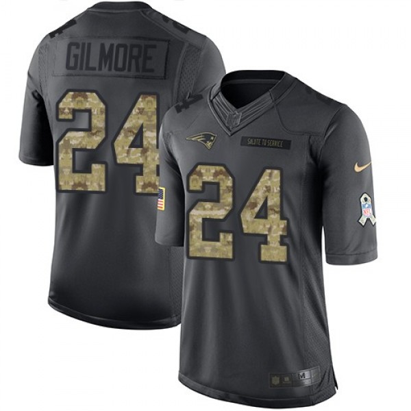 Nike Patriots #24 Stephon Gilmore Black Men's Stitched NFL Limited 2016 Salute To Service Jersey