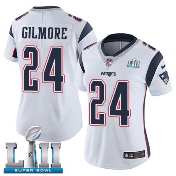 Women's Patriots #24 Stephon Gilmore White Super Bowl LII Stitched NFL Vapor Untouchable Limited Jersey