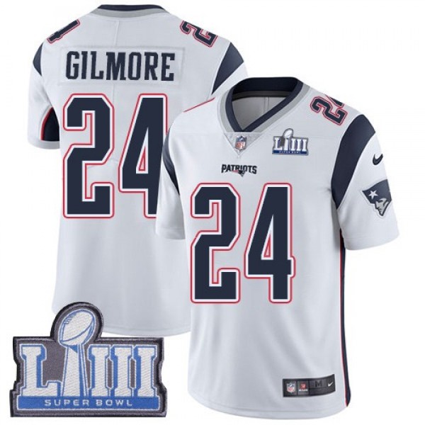 Nike Patriots #24 Stephon Gilmore White Super Bowl LIII Bound Men's Stitched NFL Vapor Untouchable Limited Jersey