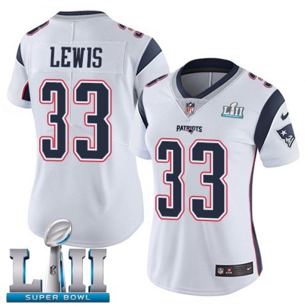 Women's Patriots #33 Dion Lewis White Super Bowl LII Stitched NFL Vapor Untouchable Limited Jersey