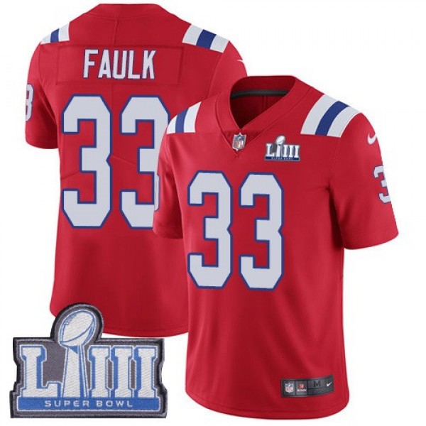 Nike Patriots #33 Kevin Faulk Red Alternate Super Bowl LIII Bound Men's Stitched NFL Vapor Untouchable Limited Jersey