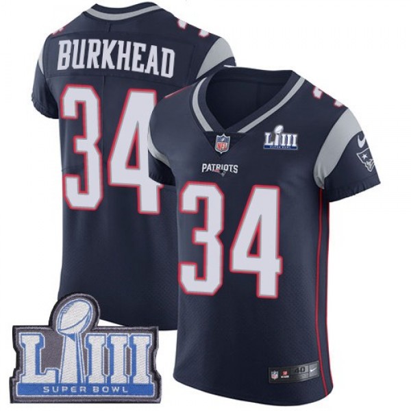 Nike Patriots #34 Rex Burkhead Navy Blue Team Color Super Bowl LIII Bound Men's Stitched NFL Vapor Untouchable Elite Jersey