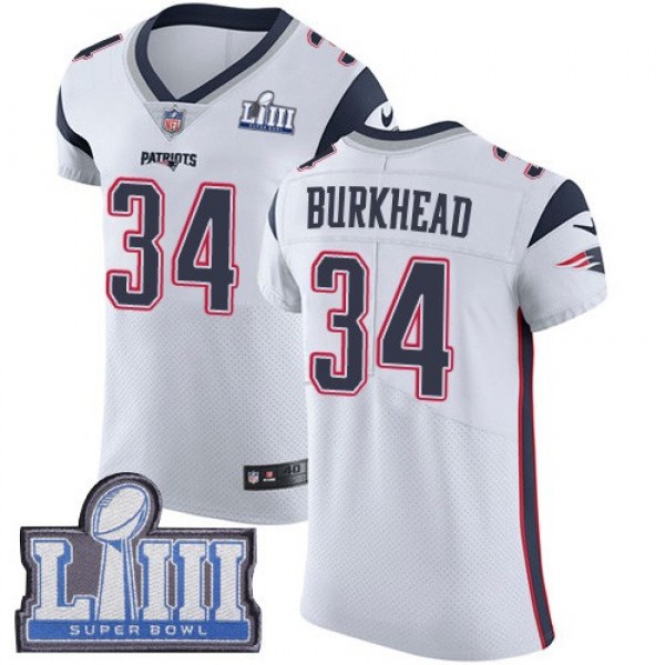 Nike Patriots #34 Rex Burkhead White Super Bowl LIII Bound Men's Stitched NFL Vapor Untouchable Elite Jersey