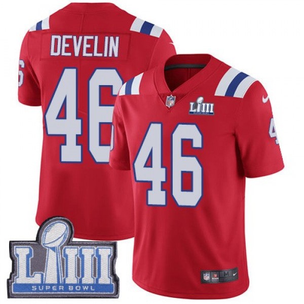 Nike Patriots #46 James Develin Red Alternate Super Bowl LIII Bound Men's Stitched NFL Vapor Untouchable Limited Jersey