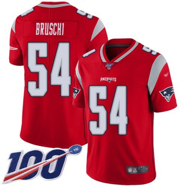 Nike Patriots #54 Tedy Bruschi Red Men's Stitched NFL Limited Inverted Legend 100th Season Jersey