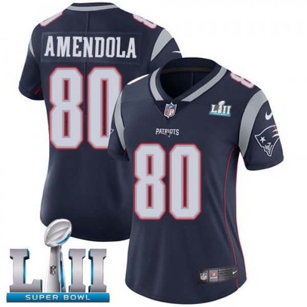 Women's Patriots #80 Danny Amendola Navy Blue Team Color Super Bowl LII Stitched NFL Vapor Untouchable Limited Jersey
