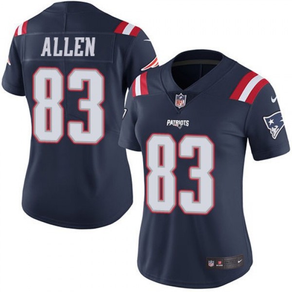 Women's Patriots #83 Dwayne Allen Navy Blue Stitched NFL Limited Rush Jersey