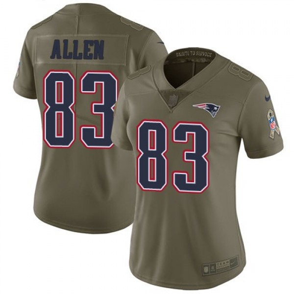 Women's Patriots #83 Dwayne Allen Olive Stitched NFL Limited 2017 Salute to Service Jersey
