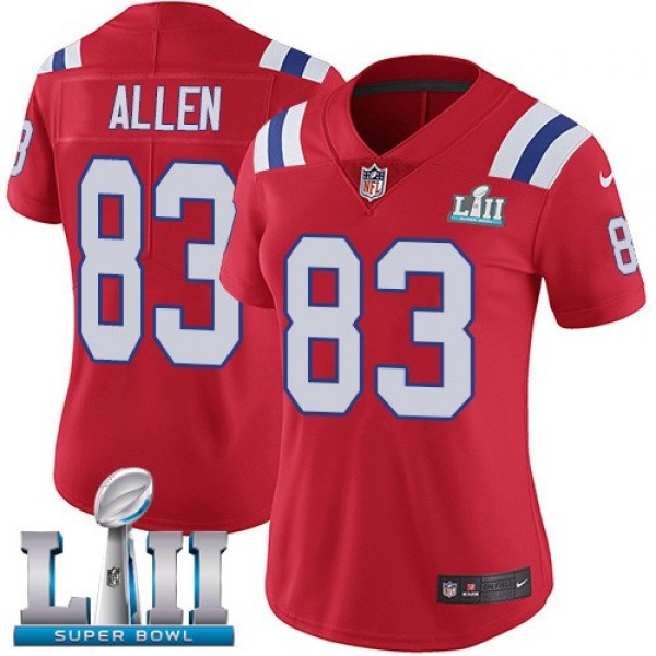 Women's Patriots #83 Dwayne Allen Red Alternate Super Bowl LII Stitched NFL Vapor Untouchable Limited Jersey