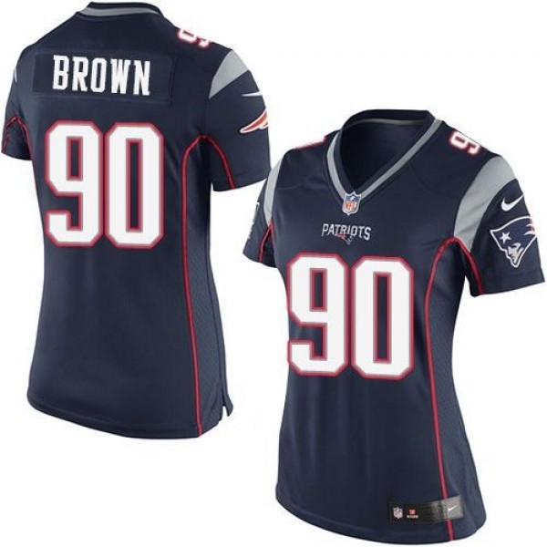 Women's Patriots #90 Malcom Brown Navy Blue Team Color Stitched NFL New Elite Jersey