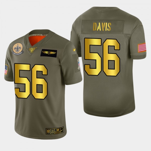 New Orleans Saints #56 Demario Davis Men's Nike Olive Gold 2019 Salute to Service Limited NFL 100 Jersey
