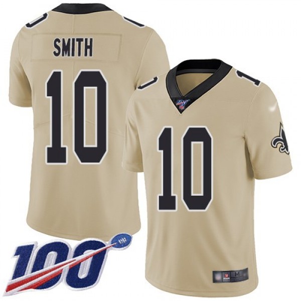 Nike Saints #10 Tre'Quan Smith Gold Men's Stitched NFL Limited Inverted Legend 100th Season Jersey