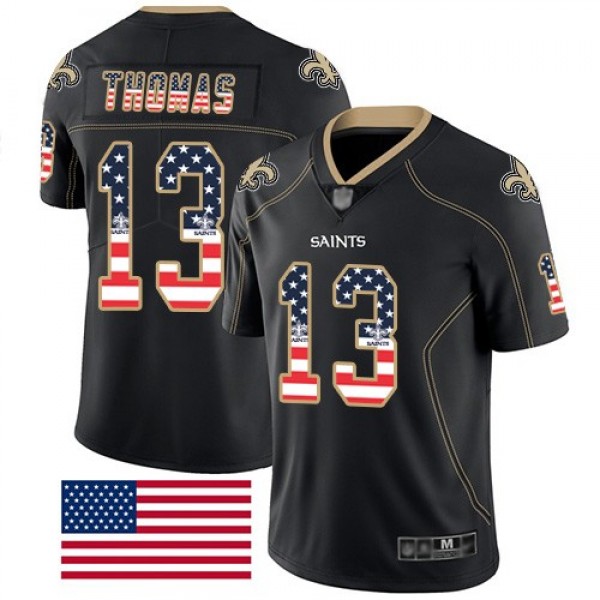 Nike Saints #13 Michael Thomas Black Men's Stitched NFL Limited Rush USA Flag Jersey
