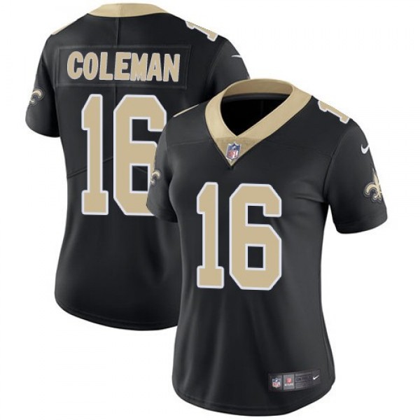 Women's Saints #16 Brandon Coleman Black Team Color Stitched NFL Vapor Untouchable Limited Jersey