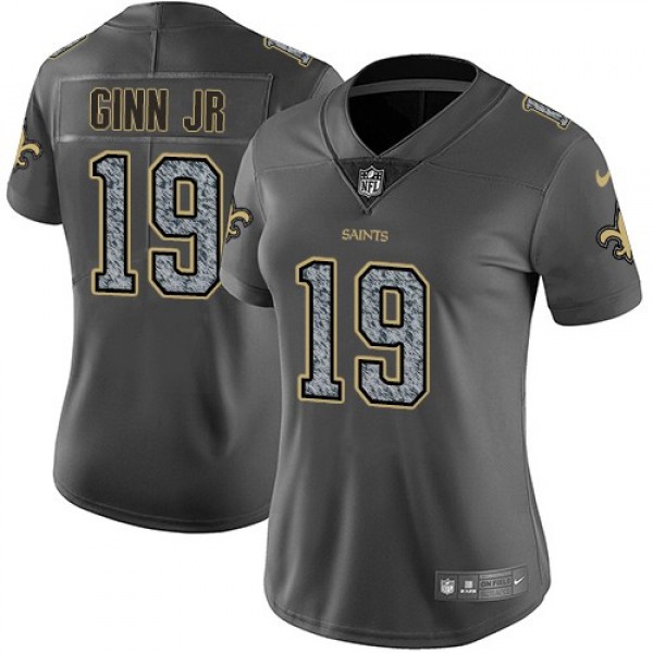 Women's Saints #19 Ted Ginn Jr Gray Static Stitched NFL Vapor Untouchable Limited Jersey