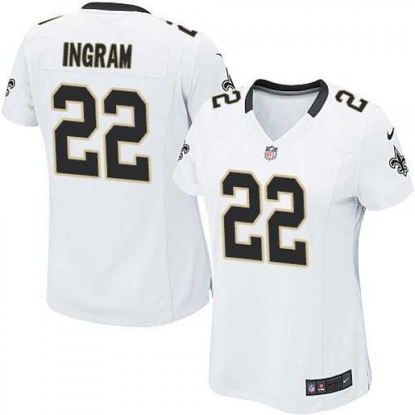 Women's Saints #22 Mark Ingram White Stitched NFL Elite Jersey