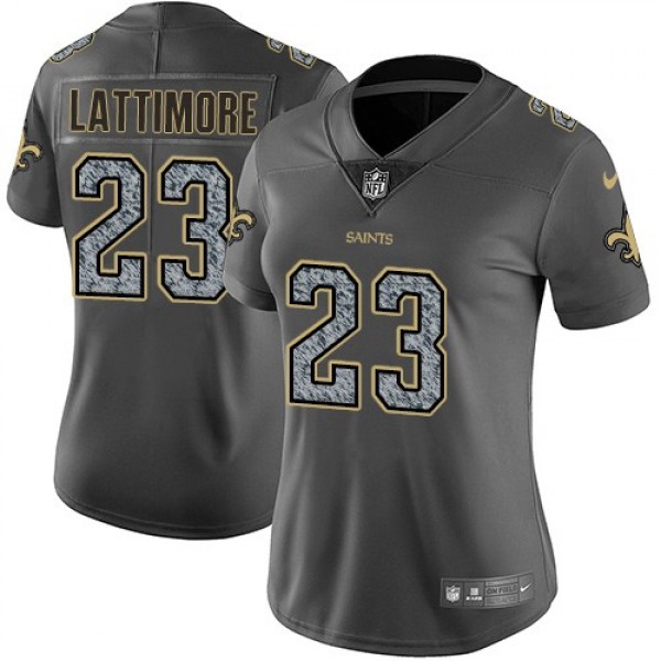 Women's Saints #23 Marshon Lattimore Gray Static Stitched NFL Vapor Untouchable Limited Jersey