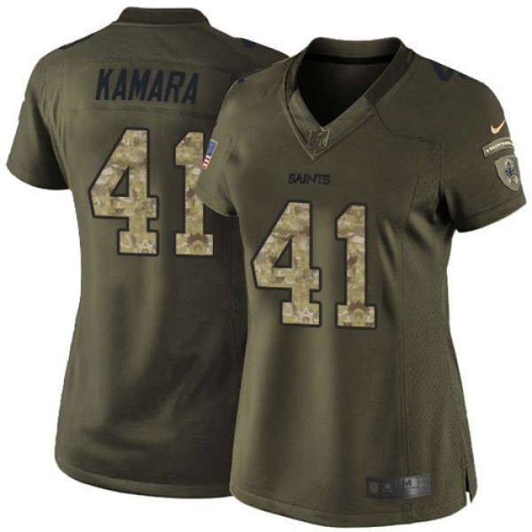 Women's Saints #41 Alvin Kamara Green Stitched NFL Limited 2015 Salute to Service Jersey