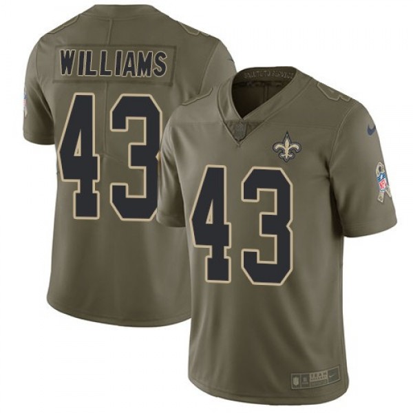 Nike Saints #43 Marcus Williams Olive Men's Stitched NFL Limited 2017 Salute To Service Jersey
