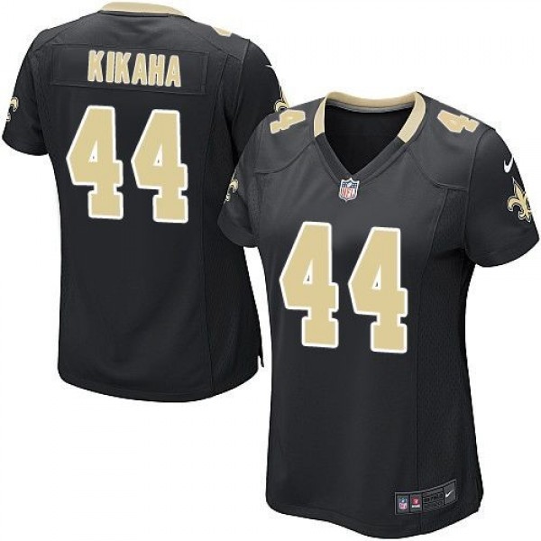 Women's Saints #44 Hau'oli Kikaha Black Team Color Stitched NFL Elite Jersey