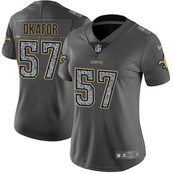 Women's Saints #57 Alex Okafor Gray Static Stitched NFL Vapor Untouchable Limited Jersey