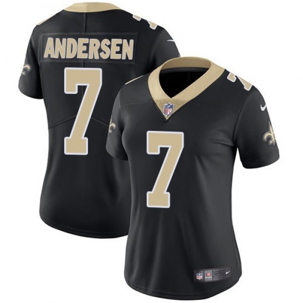 Women's Saints #7 Morten Andersen Black Team Color Stitched NFL Vapor Untouchable Limited Jersey