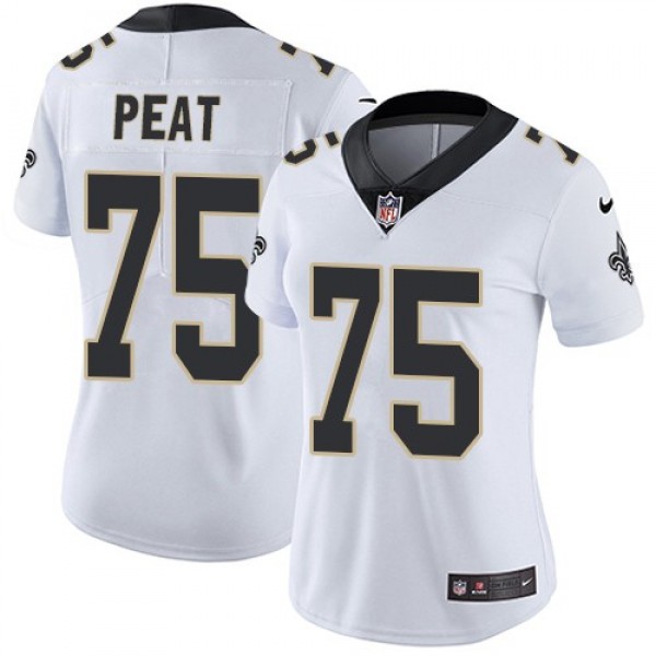 Women's Saints #75 Andrus Peat White Stitched NFL Vapor Untouchable Limited Jersey