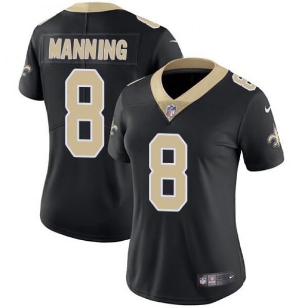 Women's Saints #8 Archie Manning Black Team Color Stitched NFL Vapor Untouchable Limited Jersey