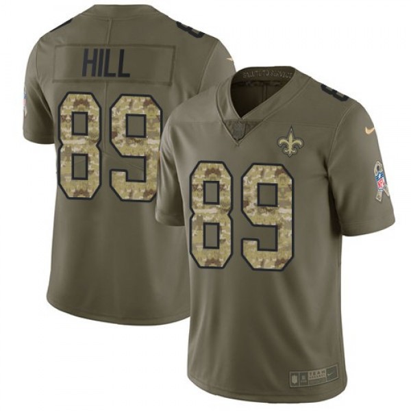 Nike Saints #89 Josh Hill Olive/Camo Men's Stitched NFL Limited 2017 Salute To Service Jersey