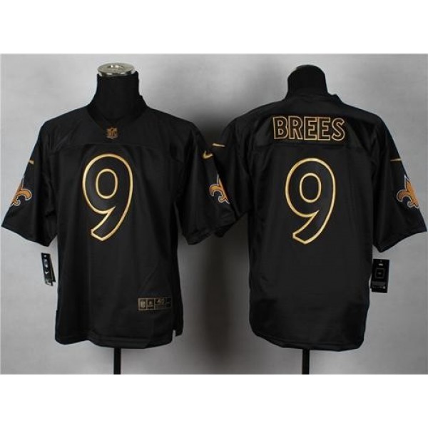 Nike Saints #9 Drew Brees Black Gold No. Fashion Men's Stitched NFL Elite Jersey