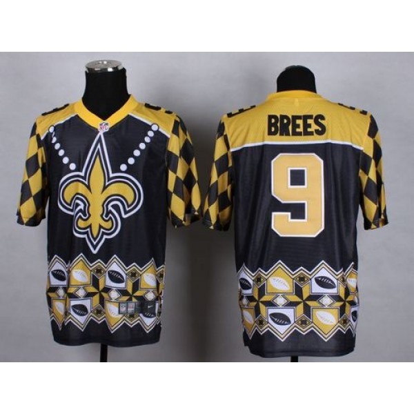 Nike Saints #9 Drew Brees Black Men's Stitched NFL Elite Noble Fashion Jersey