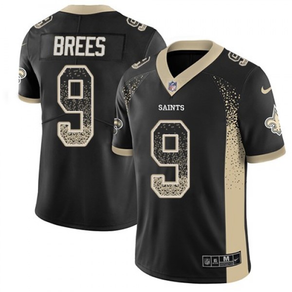 Nike Saints #9 Drew Brees Black Team Color Men's Stitched NFL Limited Rush Drift Fashion Jersey