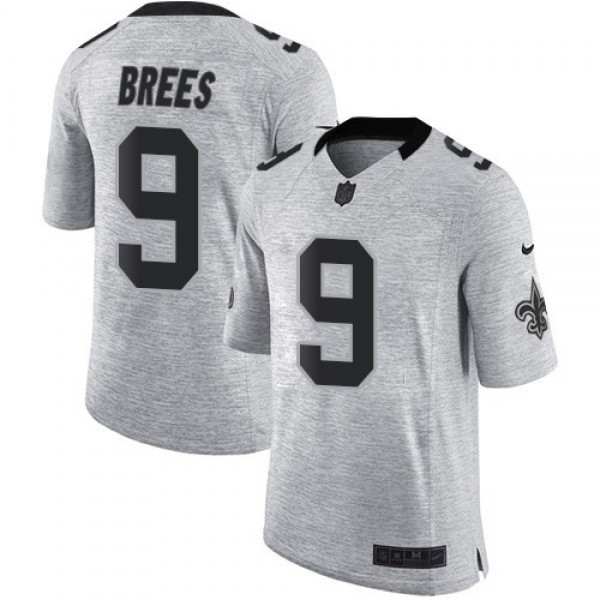 Nike Saints #9 Drew Brees Gray Men's Stitched NFL Limited Gridiron Gray II Jersey