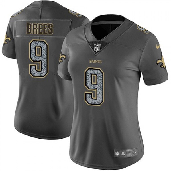 Women's Saints #9 Drew Brees Gray Static Stitched NFL Vapor Untouchable Limited Jersey