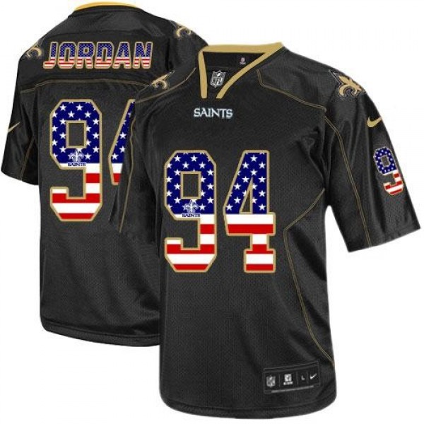 Nike Saints #94 Cameron Jordan Black Men's Stitched NFL Elite USA Flag Fashion Jersey