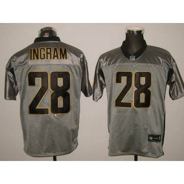 Saints #28 Mark Ingram Grey Shadow Stitched NFL Jersey