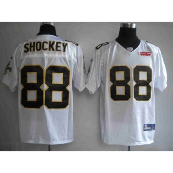 Saints #88 Jeremy Shockey White With Super Bowl Patch Stitched NFL Jersey