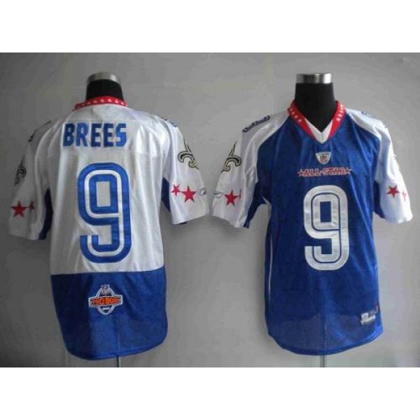 Saints #9 Drew Brees 2010 Blue Pro Bowl Stitched NFL Jersey