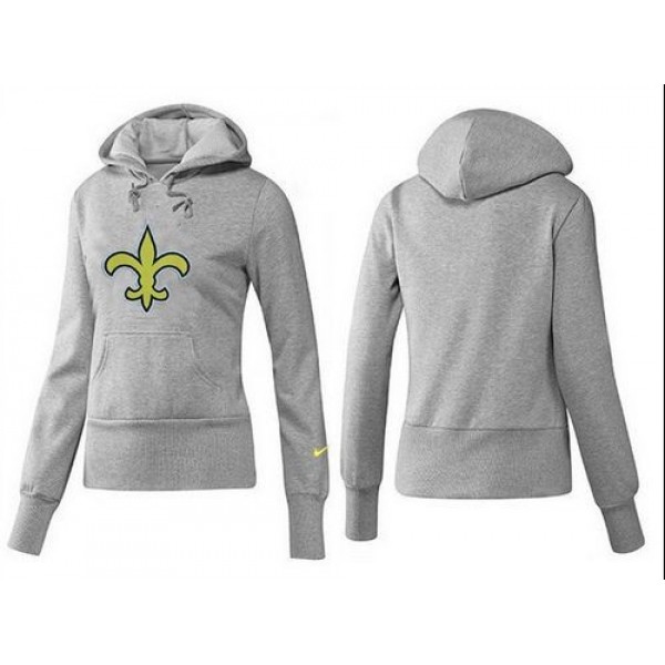 Women's New Orleans Saints Logo Pullover Hoodie Grey Jersey
