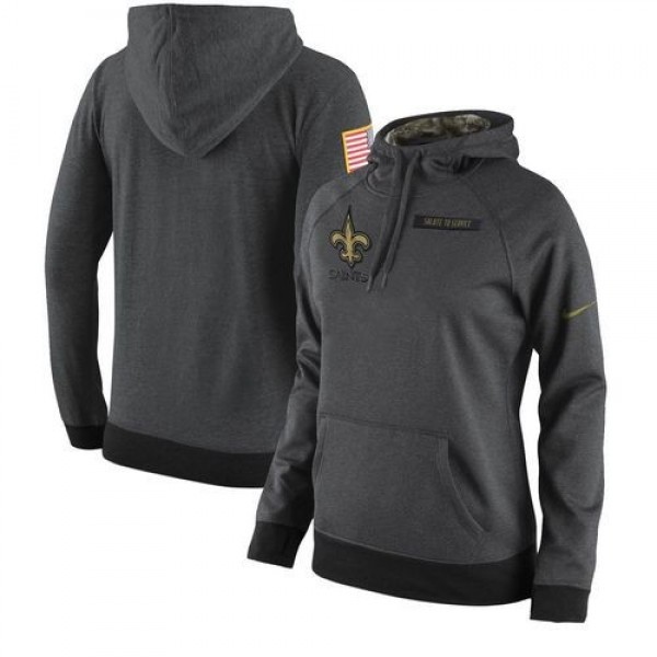 Women's New Orleans Saints Anthracite Salute to Service Player Hoodie Jersey